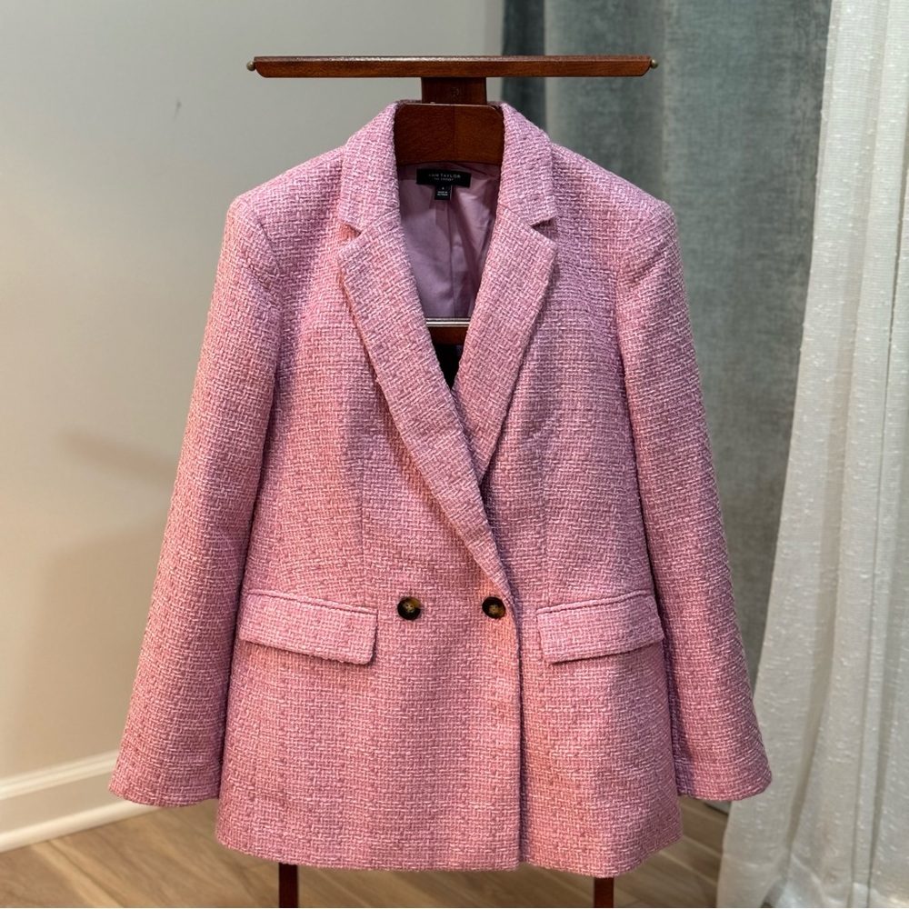 Ann Taylor Light Pink Tweed Blazer